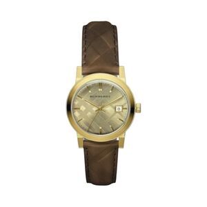 BURBERRY THE CITY ROUND CHECK LEATHER WATCH.